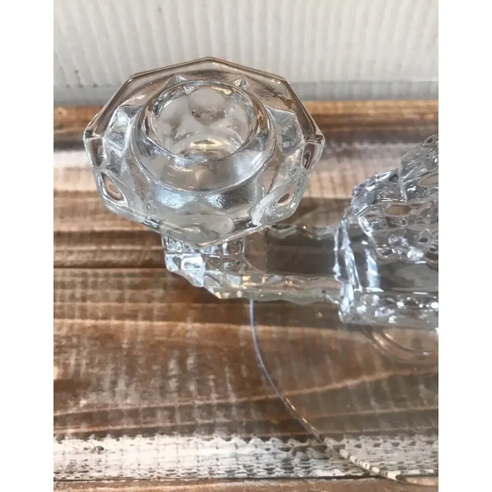 Set 2 Vintage Fostoria Elegant Glass Double Candlesticks Candle Holders 8.625